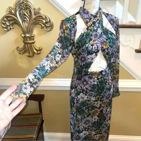 AFRM floral wrap front peek a boo mesh dress - Picture 5 of 16